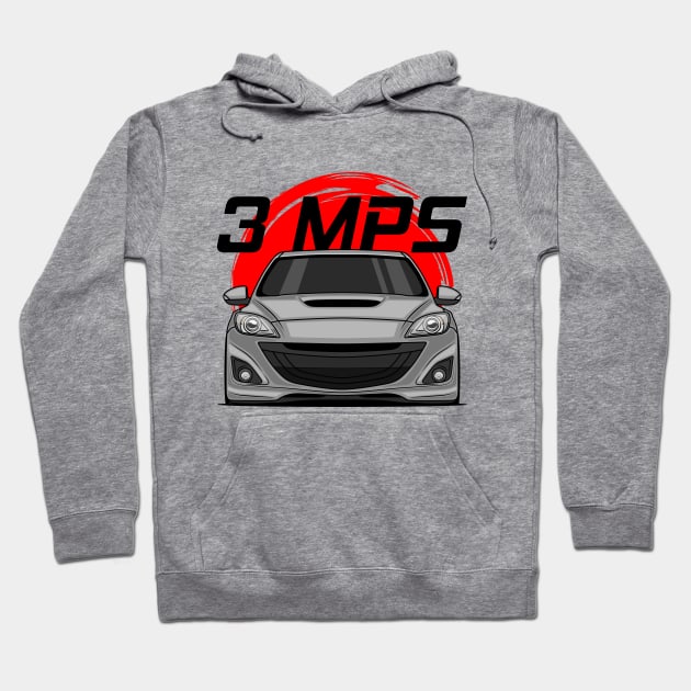 Front Silver 3 MPS Mazdaspeed3 JDM Hoodie by GoldenTuners